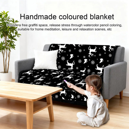 DIY Coloring Blanket Washable Decoration Christmas DIY Washable Blankets For Children Teens Adults Craft Lovers Art Teachers