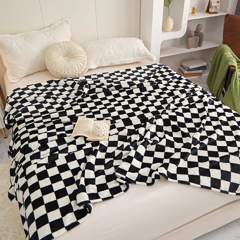 Ins Checkerboard Blanket Classic Plaid Sofa Blanket Spring and Summer Air Conditioning Blanket Office Nap Shawl Cushion Sofa