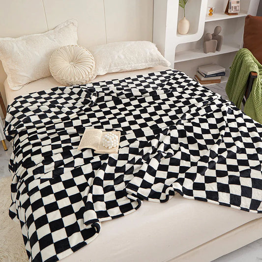 Ins Checkerboard Blanket Classic Plaid Sofa Blanket Spring and Summer Air Conditioning Blanket Office Nap Shawl Cushion Sofa