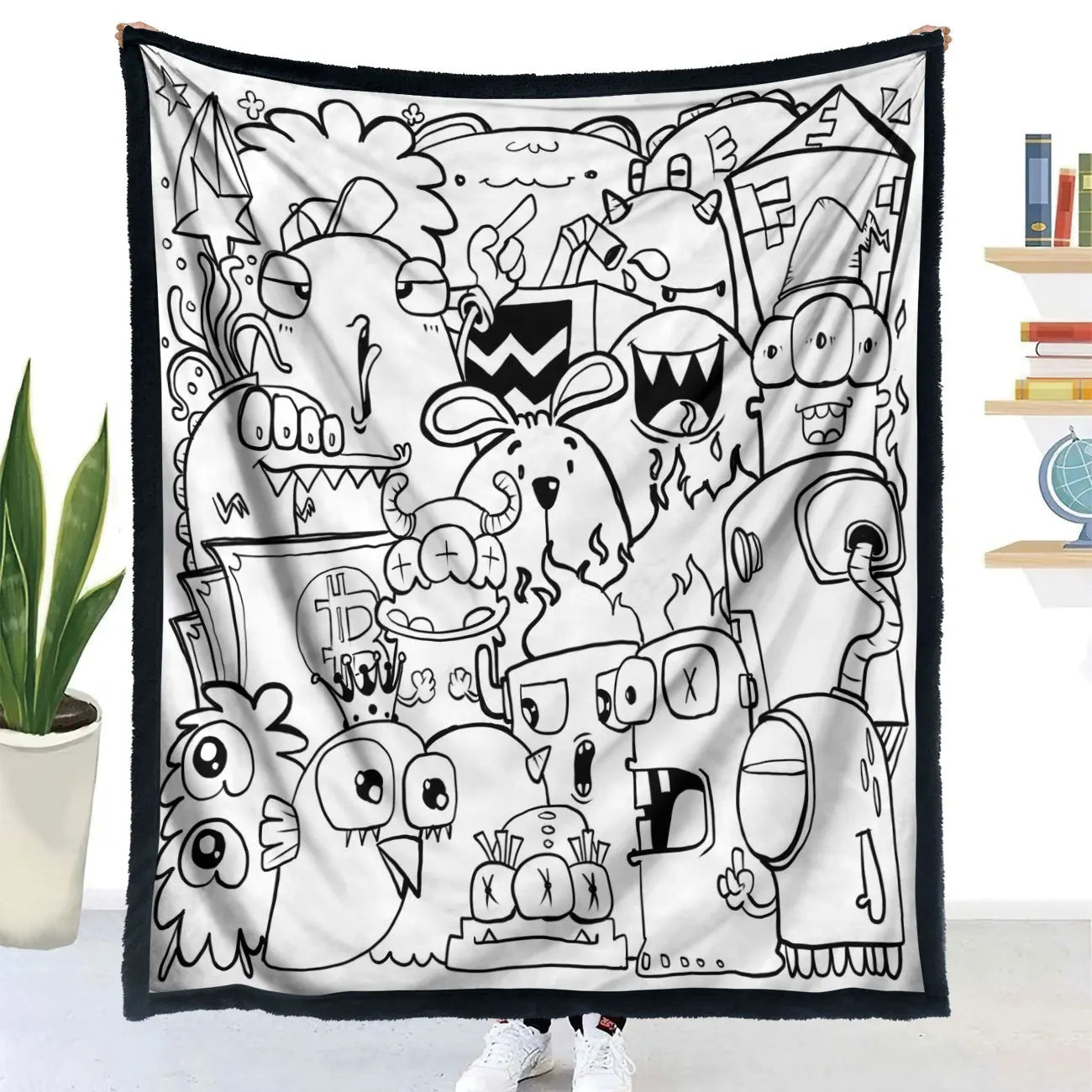 Handmade DIY Coloring Blanket Animal Design Color Your Own Blanket Interactive Parent Child Art Blanket For Kids Family Fun
