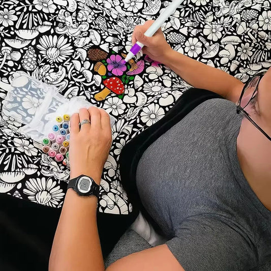 DIY Coloring Blanket 24 Color Pens Washable Reusable Soft Fleece Drawing Blanket DIY Painting Blanket for Kids Adults Home Decor