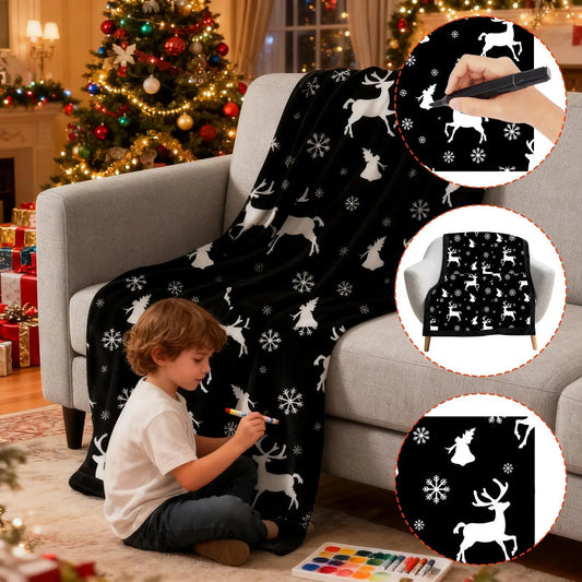 DIY Coloring Blanket Washable Decoration Christmas DIY Washable Blankets For Children Teens Adults Craft Lovers Art Teachers