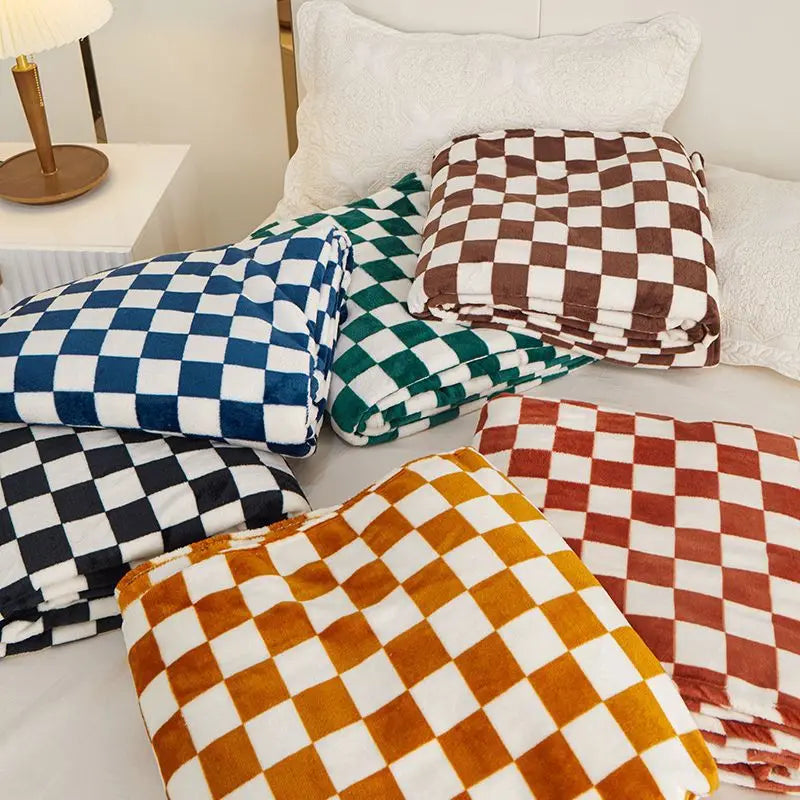 Ins Checkerboard Blanket Classic Plaid Sofa Blanket Spring and Summer Air Conditioning Blanket Office Nap Shawl Cushion Sofa