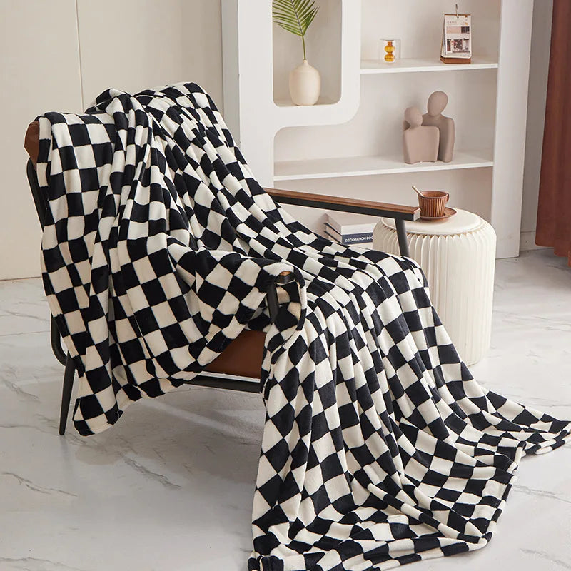 Ins Checkerboard Blanket Classic Plaid Sofa Blanket Spring and Summer Air Conditioning Blanket Office Nap Shawl Cushion Sofa
