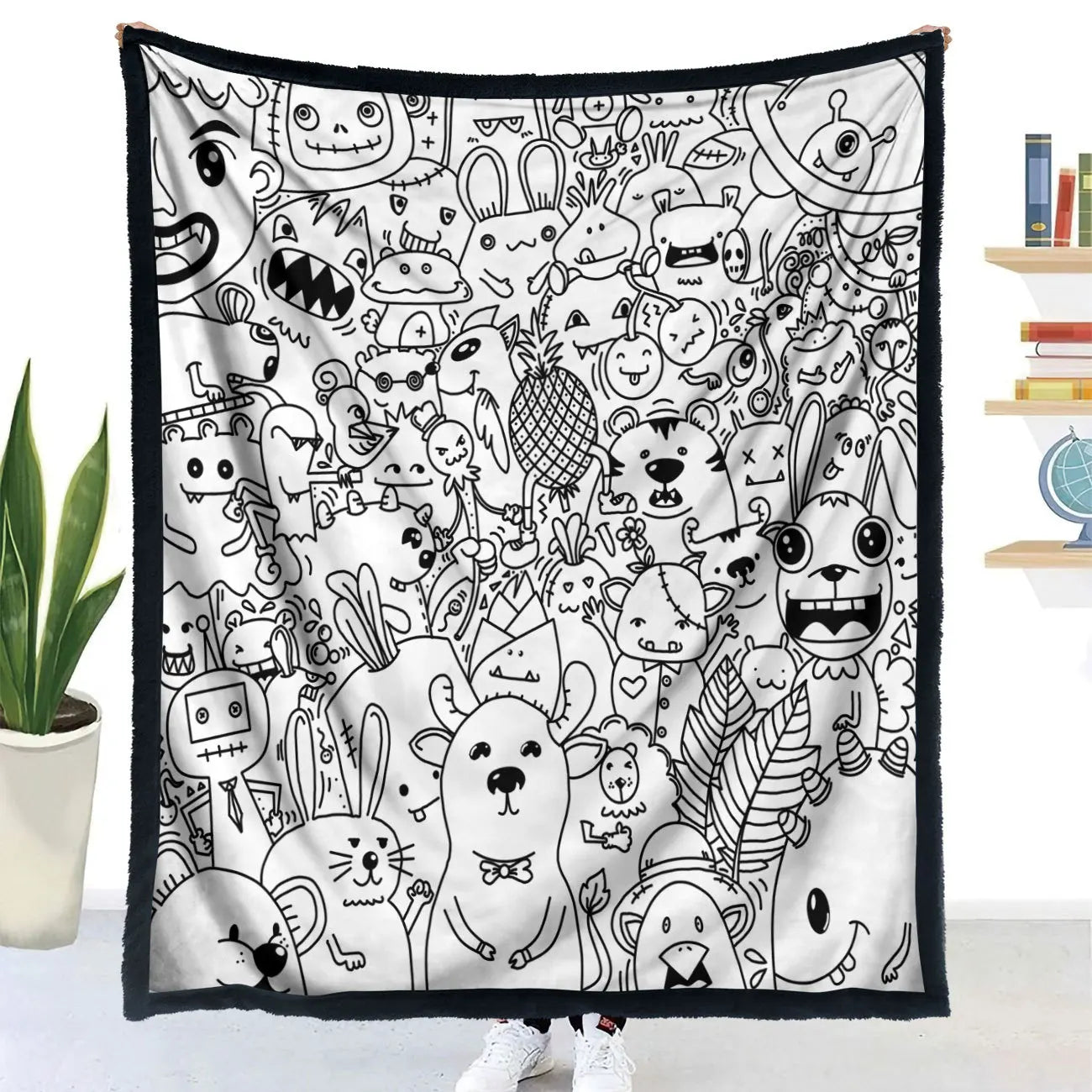 Handmade DIY Coloring Blanket Animal Design Color Your Own Blanket Interactive Parent Child Art Blanket For Kids Family Fun