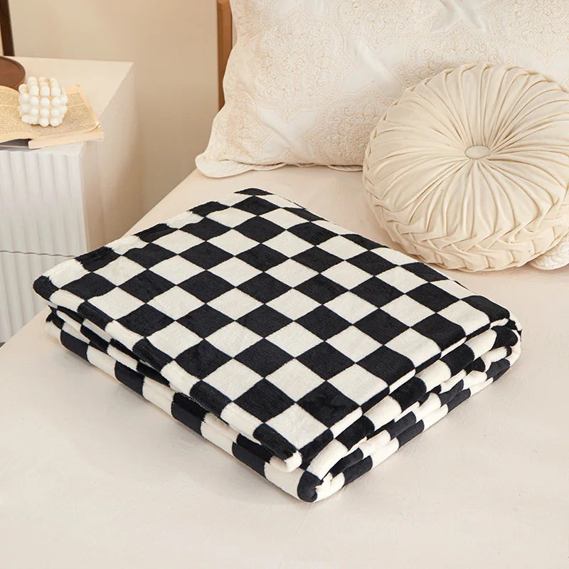 Ins Checkerboard Blanket Classic Plaid Sofa Blanket Spring and Summer Air Conditioning Blanket Office Nap Shawl Cushion Sofa